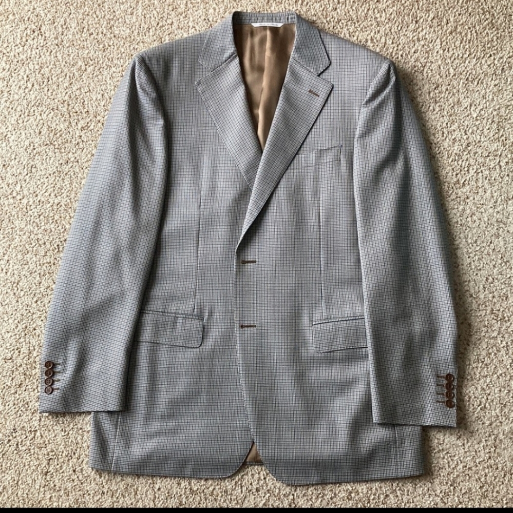 Canali Men’s Houndstooth Check 2 Btn Wool Sport Coat Jacket Eu 54 US 44 L